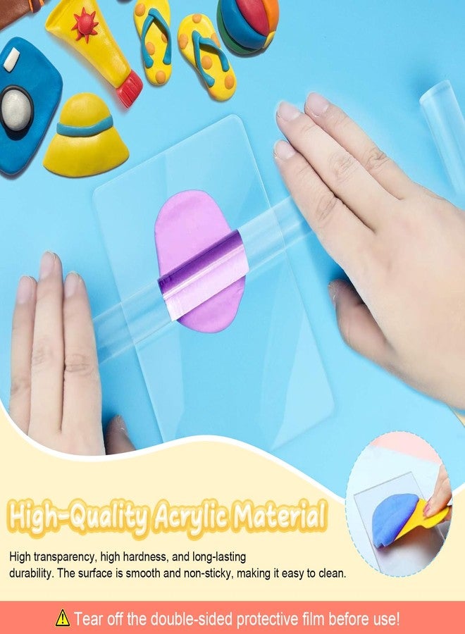 CoolShef مجموعة أدوات فن الطين من كول شيف - أسطوانة أكريليك للطين مع ألواح أكريليك، مجموعة أدوات طين البوليمر، أدوات صنع الطين، أسطوانة ولوح طين، كتلة أكريليك لنحت وتشكيل الطين بنفسك (8 قطع) - Image 3